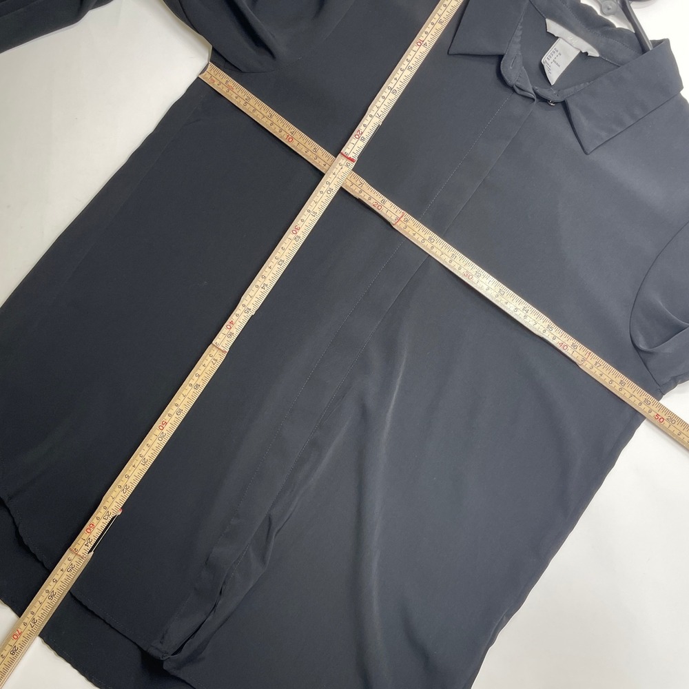 H&M Wmns Black Hidden Button Down Long Sleeve Blouse Sz 6 Officecore Minimalist - Picture 7 of 7